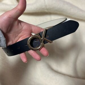 Calvin Klein Black Belt with Gold Logo Buckle